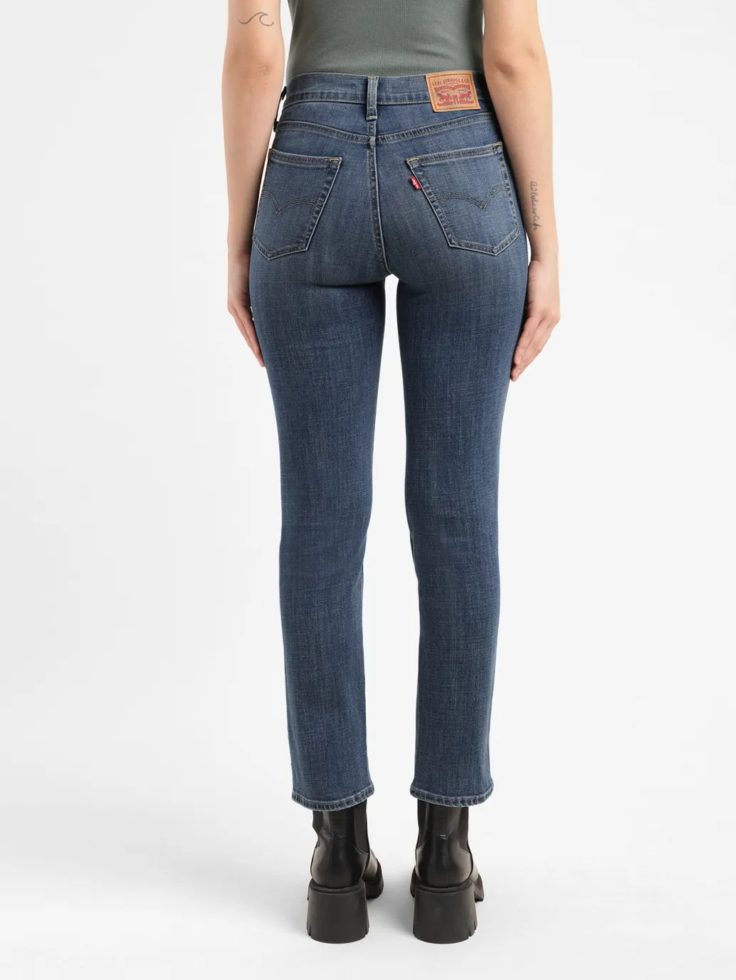 Women's 726 Blue Flared Fit Mid Rise Jeans - Image 3