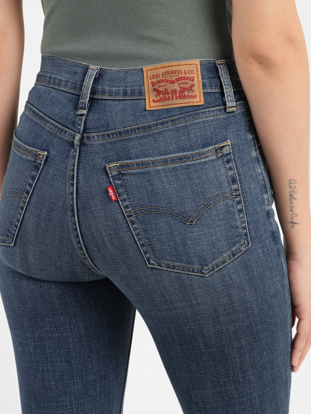 Women's 726 Blue Flared Fit Mid Rise Jeans - Image 6