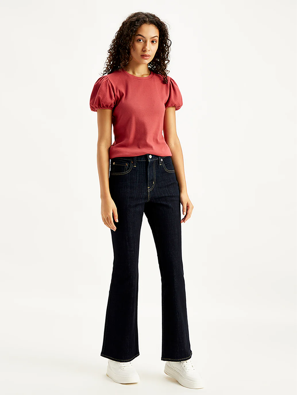Women's 726 Navy Blue Flared Fit Mid Rise Jeans - Image 2