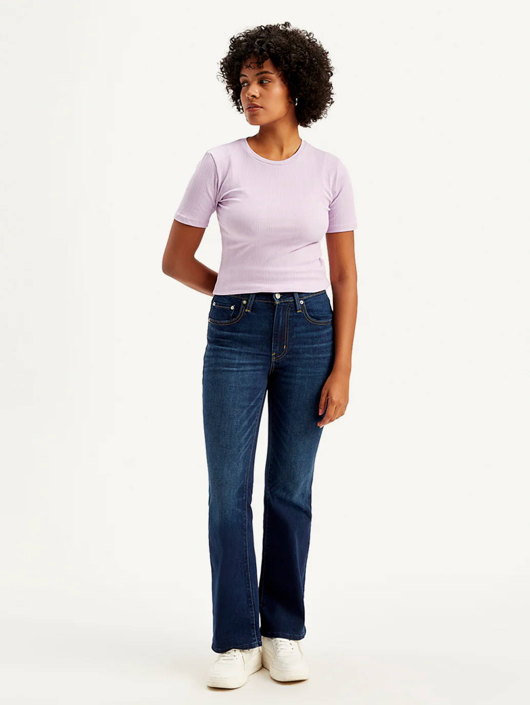 Women's 726 Navy Blue Flared Fit Mid Rise Jeans - Image 2