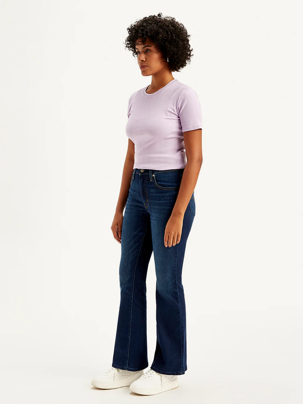 Women's 726 Navy Blue Flared Fit Mid Rise Jeans - Image 6