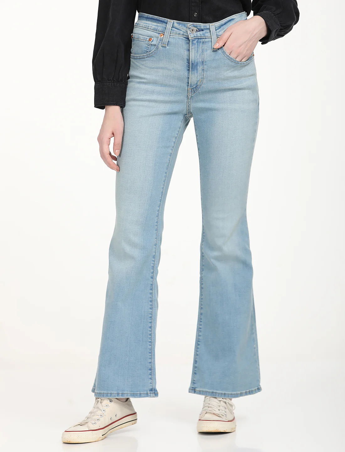 Women's 726 Blue Flared Fit High Rise Jeans - Image 2