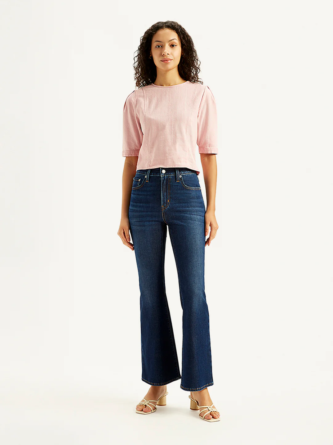 Women's 726 Navy Blue Flared Fit Mid Rise Jeans