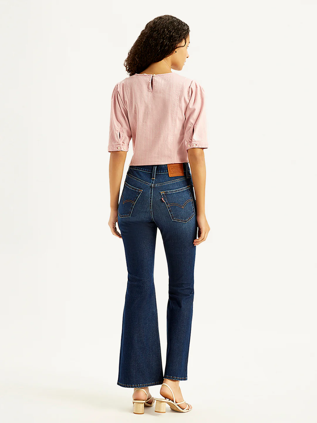 Women's 726 Navy Blue Flared Fit Mid Rise Jeans - Image 2