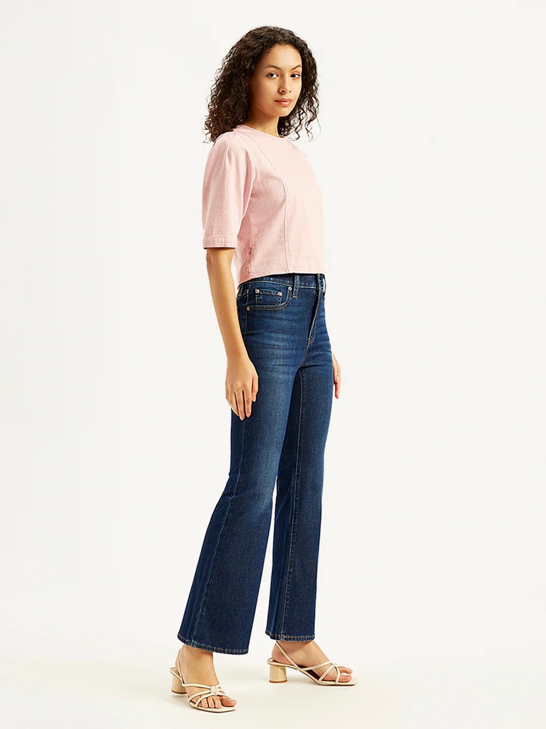 Women's 726 Navy Blue Flared Fit Mid Rise Jeans - Image 3