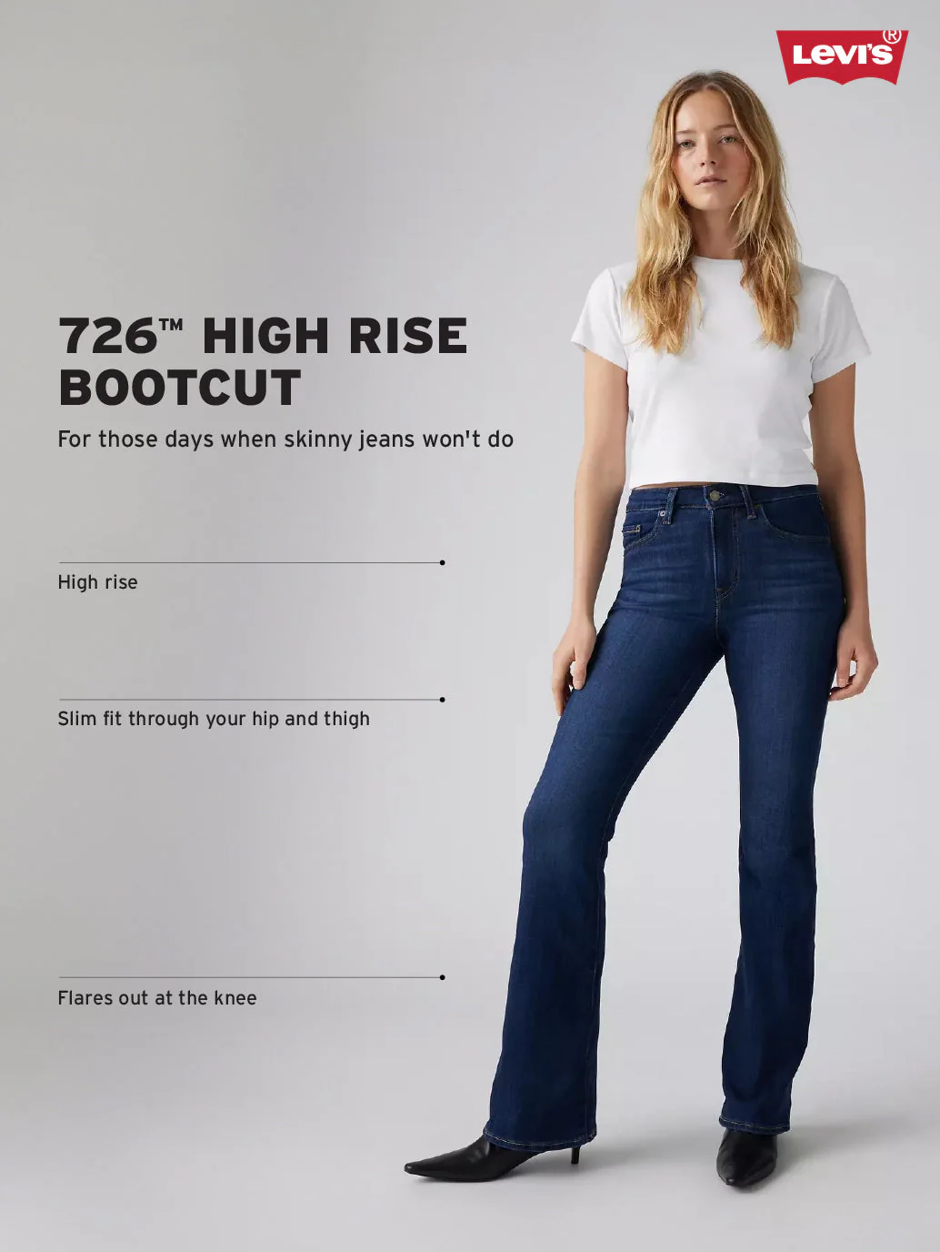 Women's 726 Black Flared Fit High Rise Jeans - Image 4