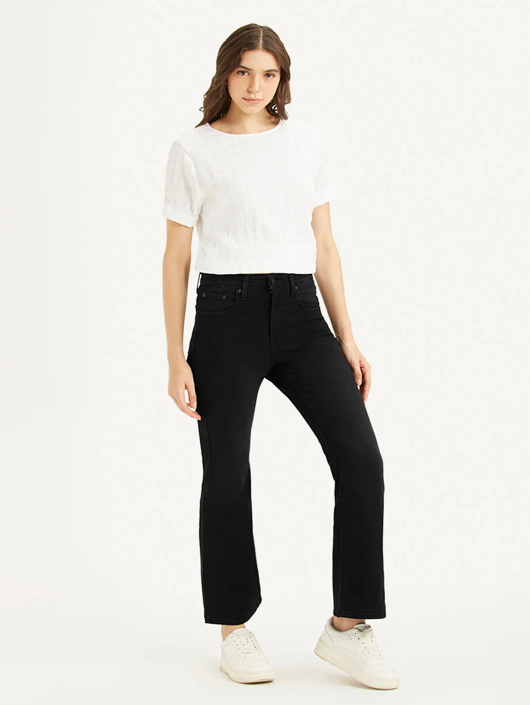 Women's 726 Black Flared Fit High Rise Jeans - Image 5