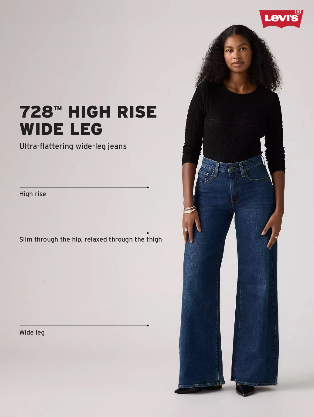 Women's 728 Dark Blue Flared Fit High Rise Jeans - Image 4