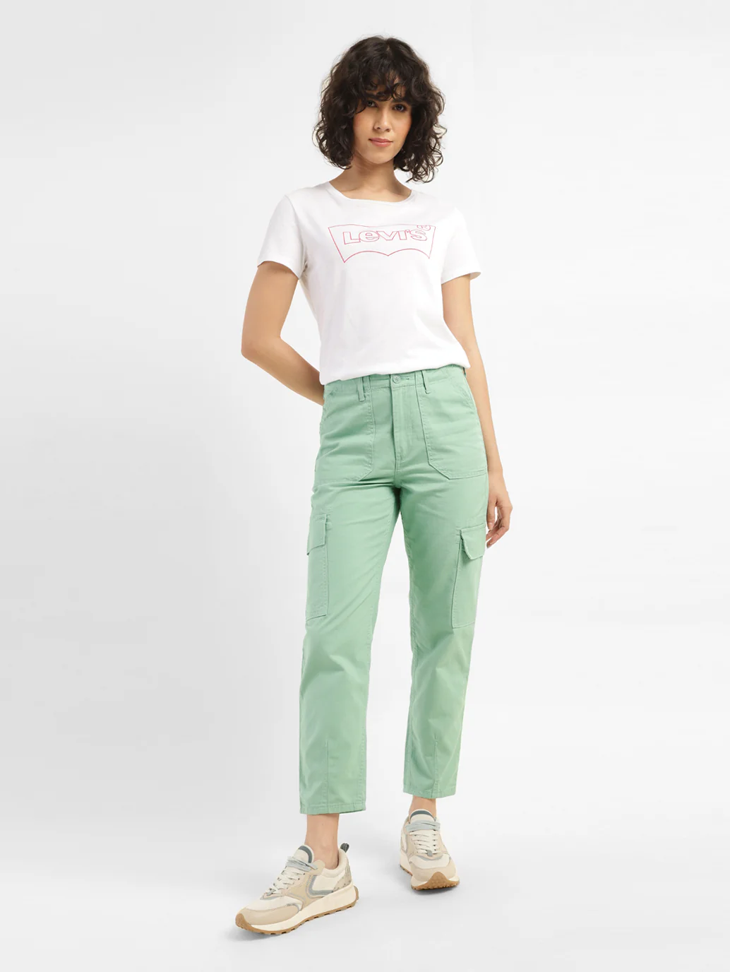 Women's 80s Green Loose Fit Mid Rise Jeans