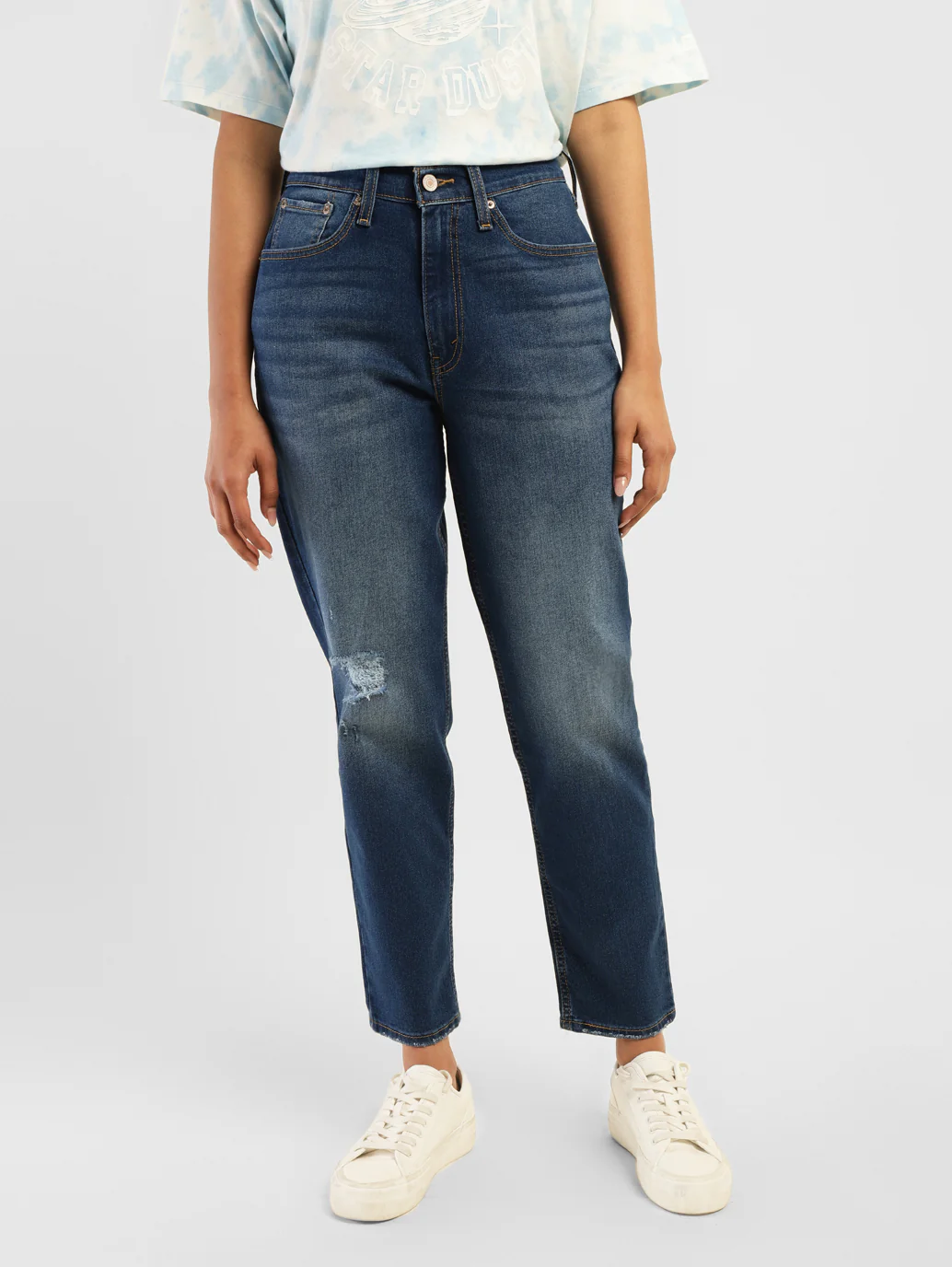 Women's 80s Mom Blue Loose Fit Mid Rise Jeans