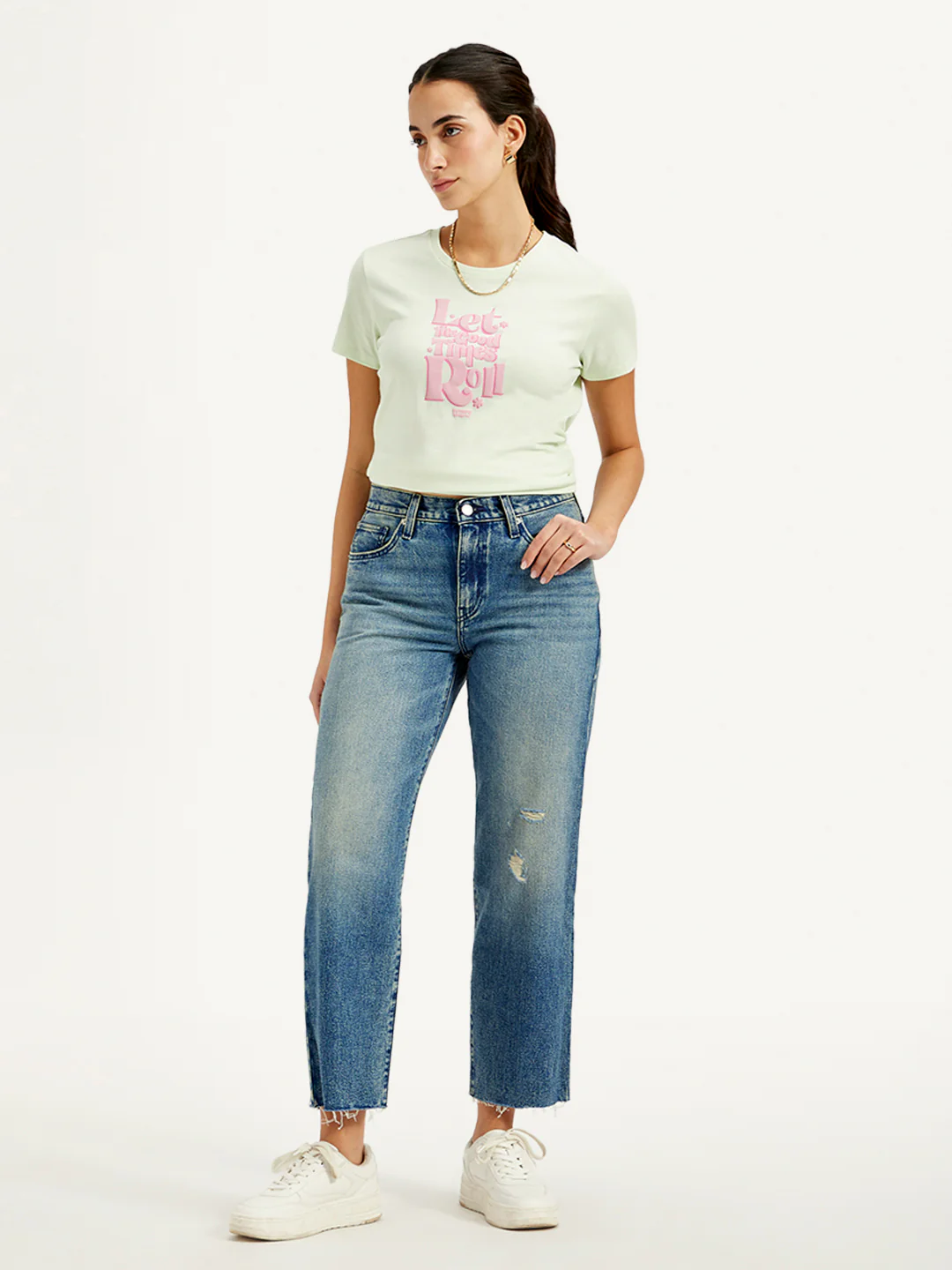 Women's 94 Blue Baggy Fit Mid Rise Jeans