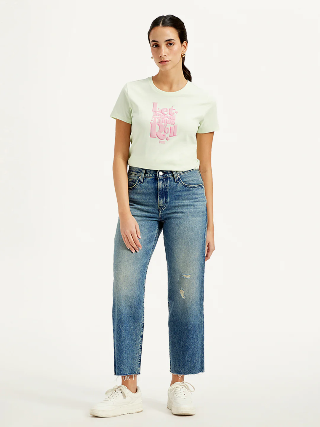 Women's 94 Blue Baggy Fit Mid Rise Jeans - Image 2
