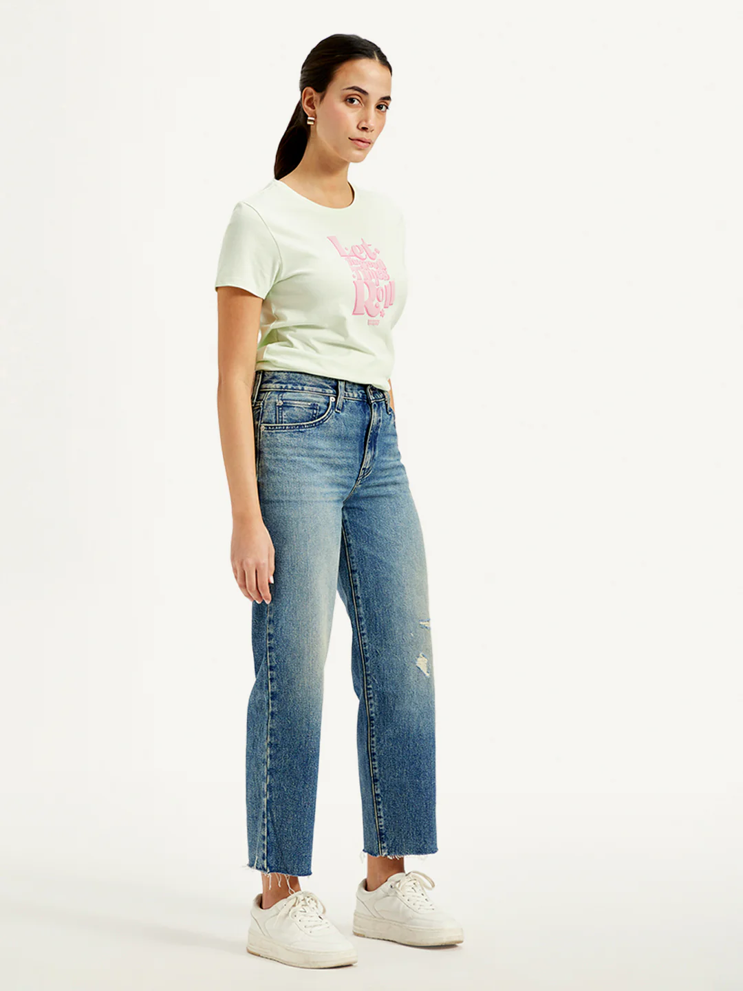 Women's 94 Blue Baggy Fit Mid Rise Jeans - Image 5