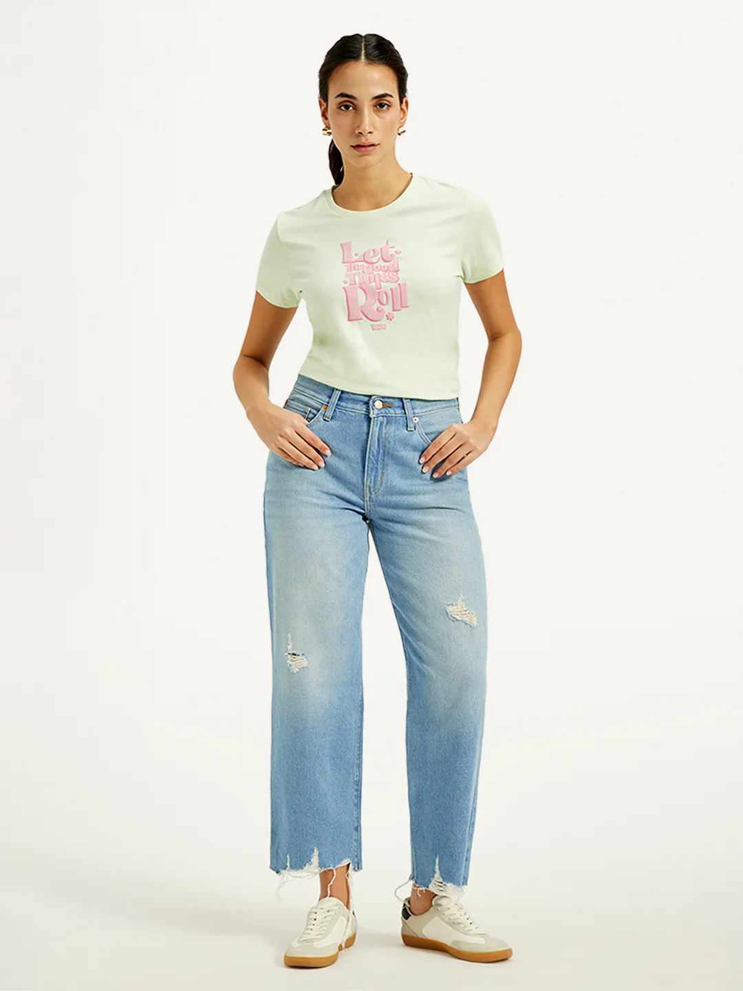 Women's 94 Blue Baggy Fit Mid Rise Jeans - Image 2