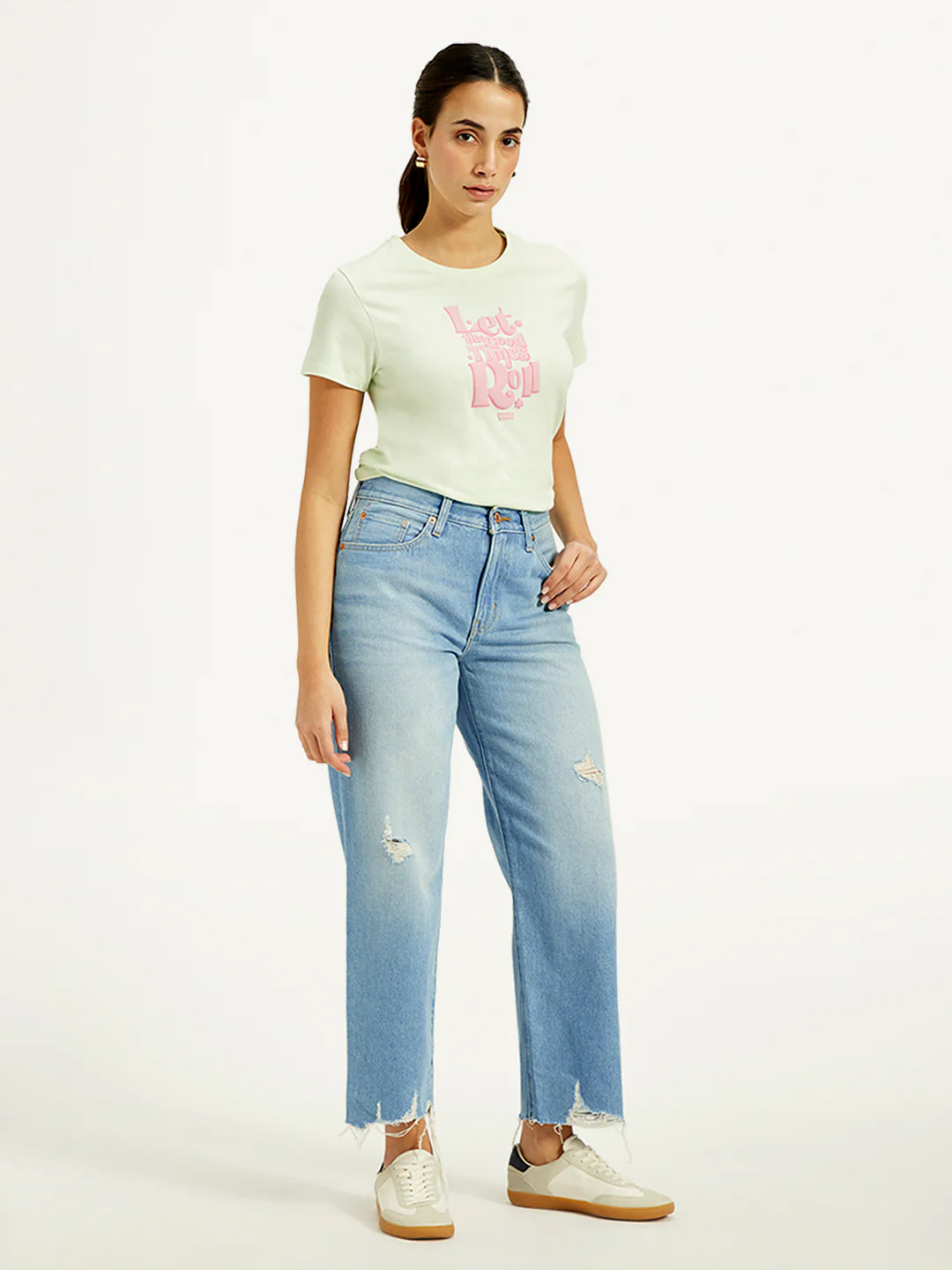 Women's 94 Blue Baggy Fit Mid Rise Jeans - Image 5