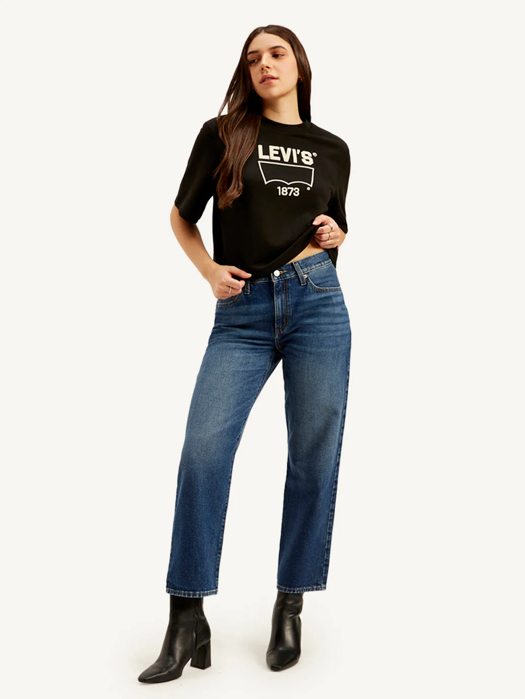 Women's 94 Blue Baggy Fit Mid Rise Jeans - Image 2