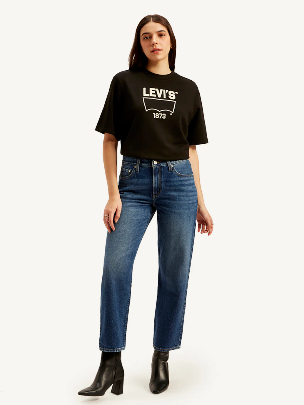 Women's 94 Blue Baggy Fit Mid Rise Jeans - Image 3