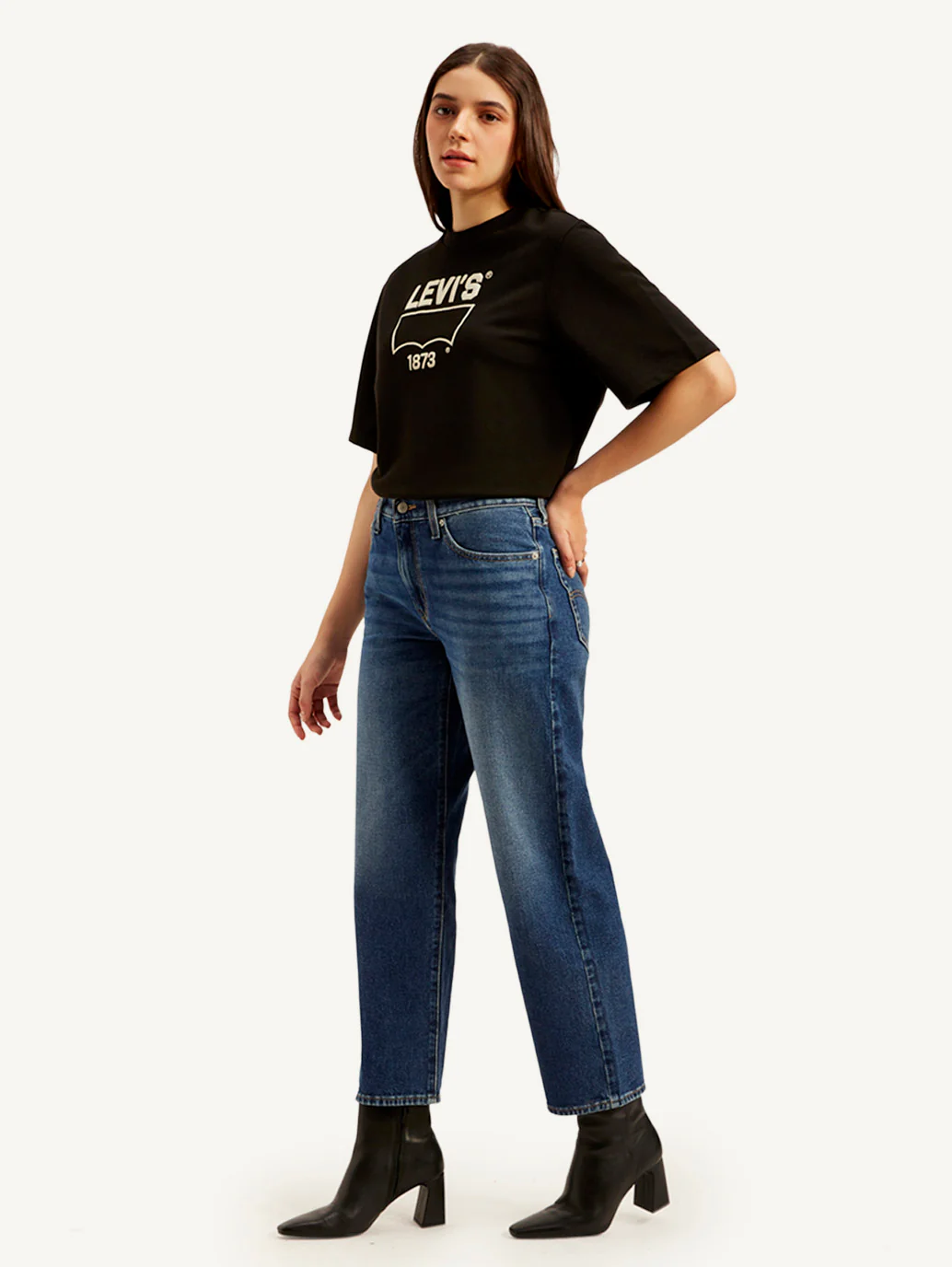 Women's 94 Blue Baggy Fit Mid Rise Jeans - Image 7