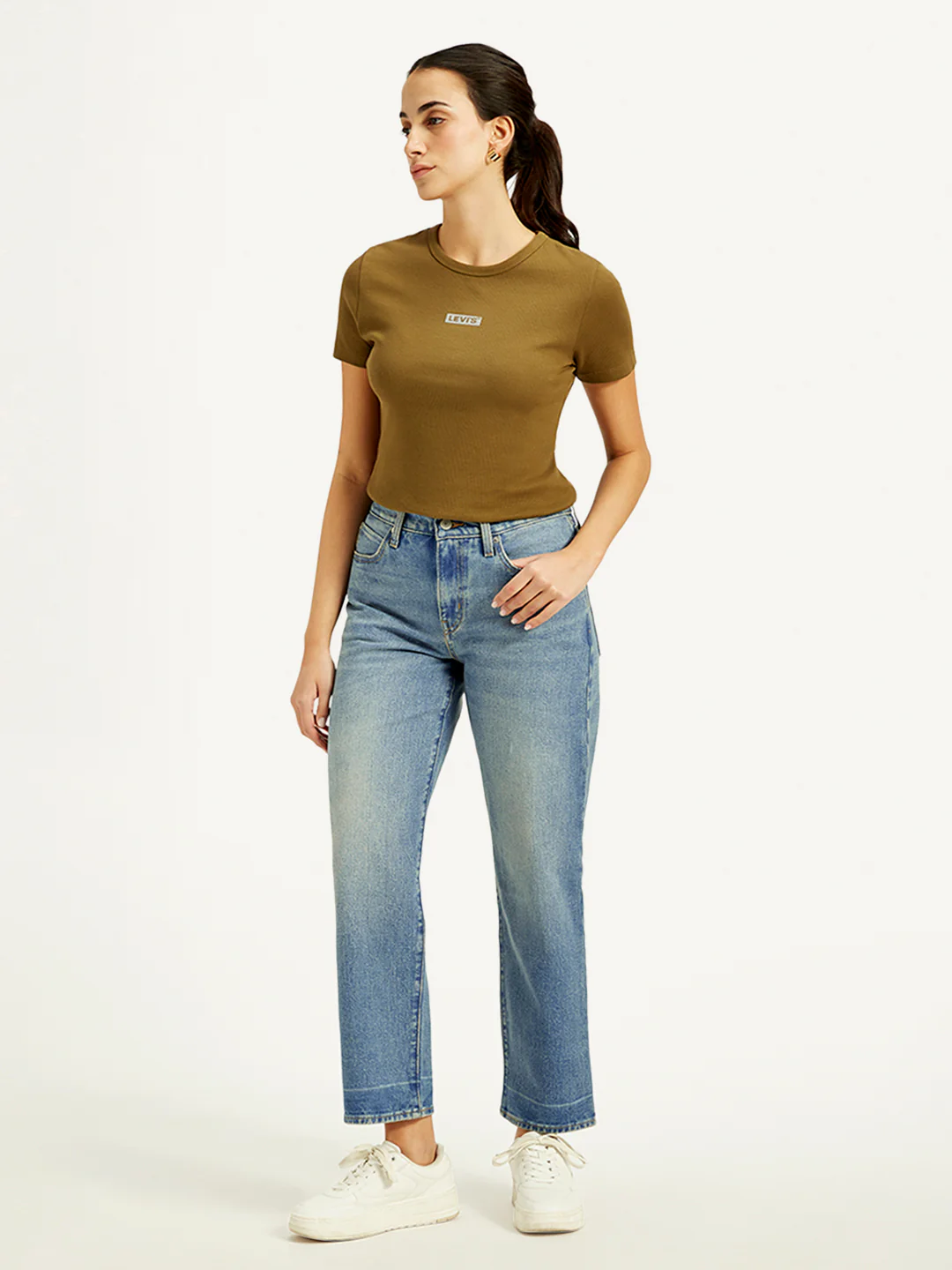 Women's 94 Blue Baggy Fit Mid Rise Jeans - Image 2
