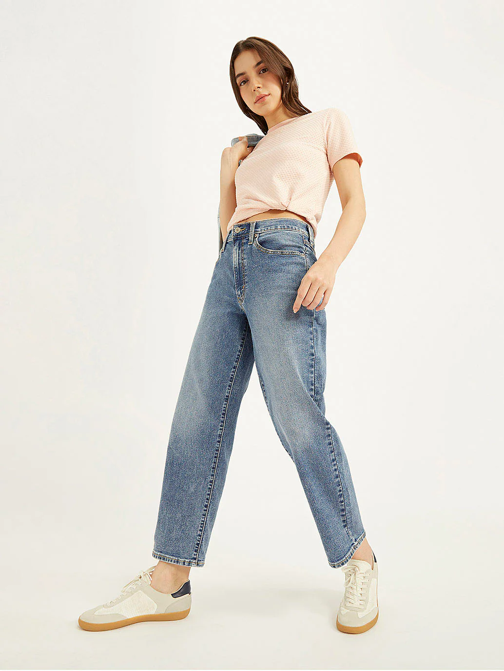 Women's 94 Blue Baggy Fit Mid Rise Jeans