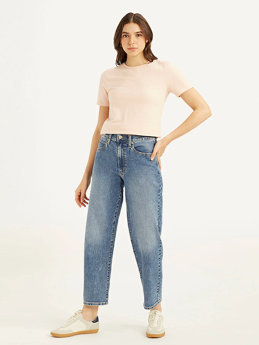 Women's 94 Blue Baggy Fit Mid Rise Jeans - Image 3
