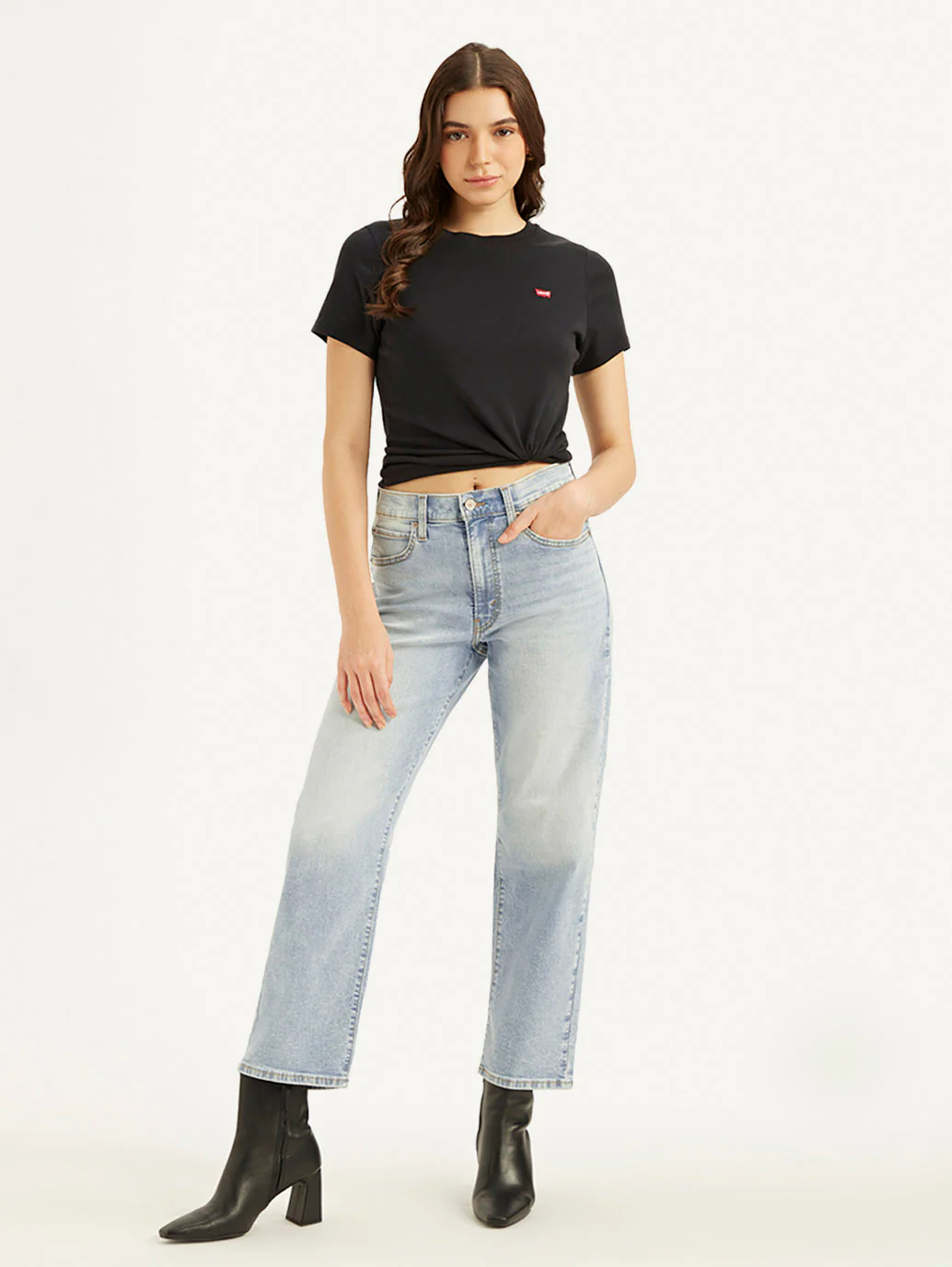 Women's 94 Blue Baggy Fit Mid Rise Jeans - Image 2