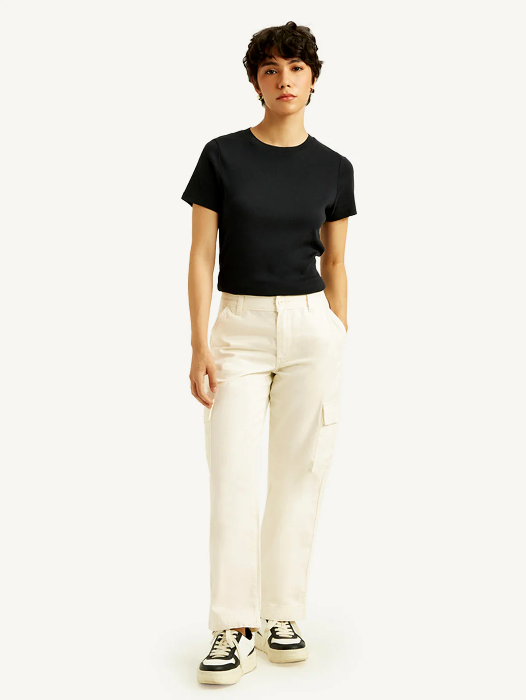 Women's 94 Cream Baggy Fit Mid Rise Jeans - Image 2