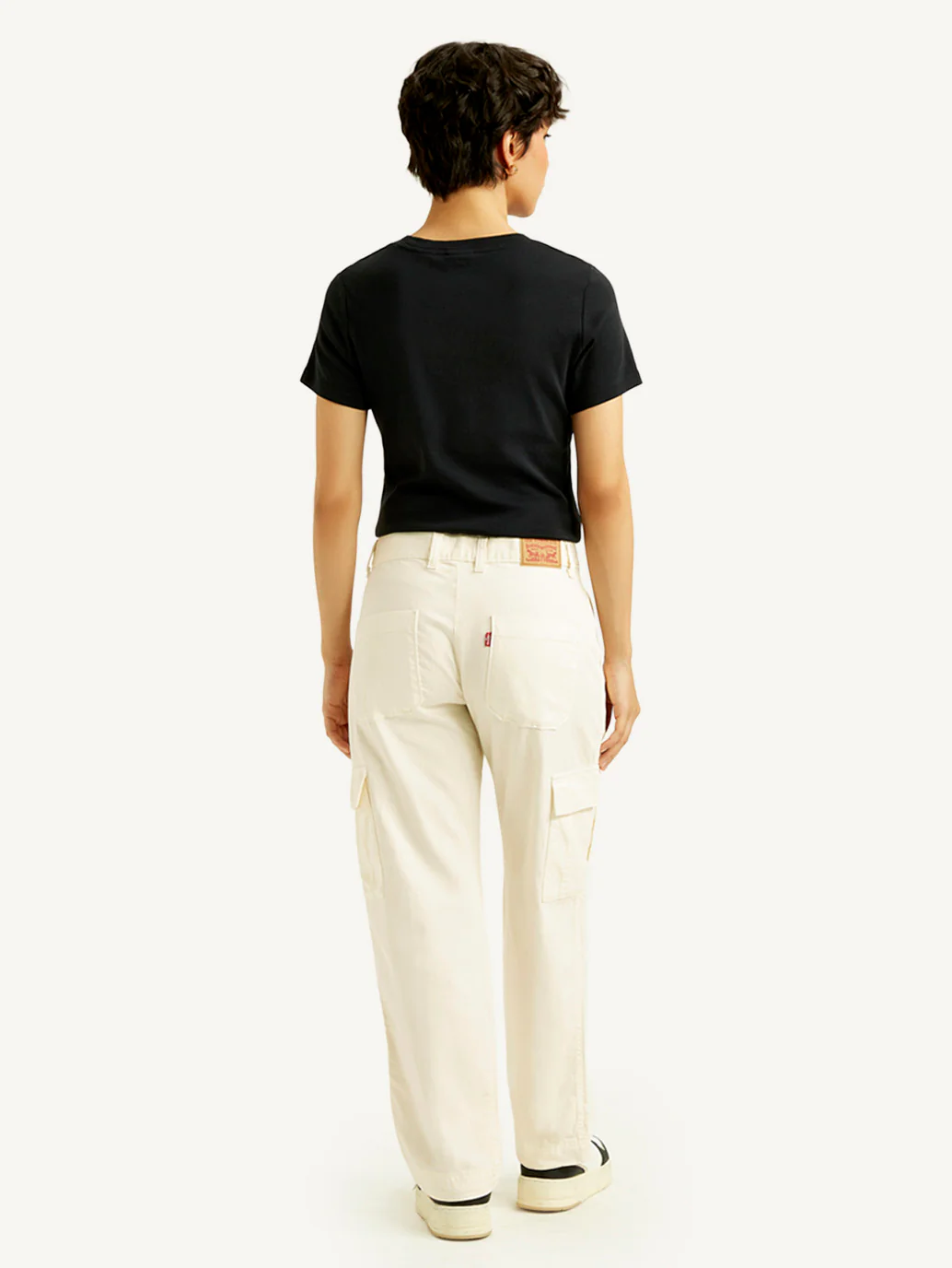 Women's 94 Cream Baggy Fit Mid Rise Jeans - Image 3