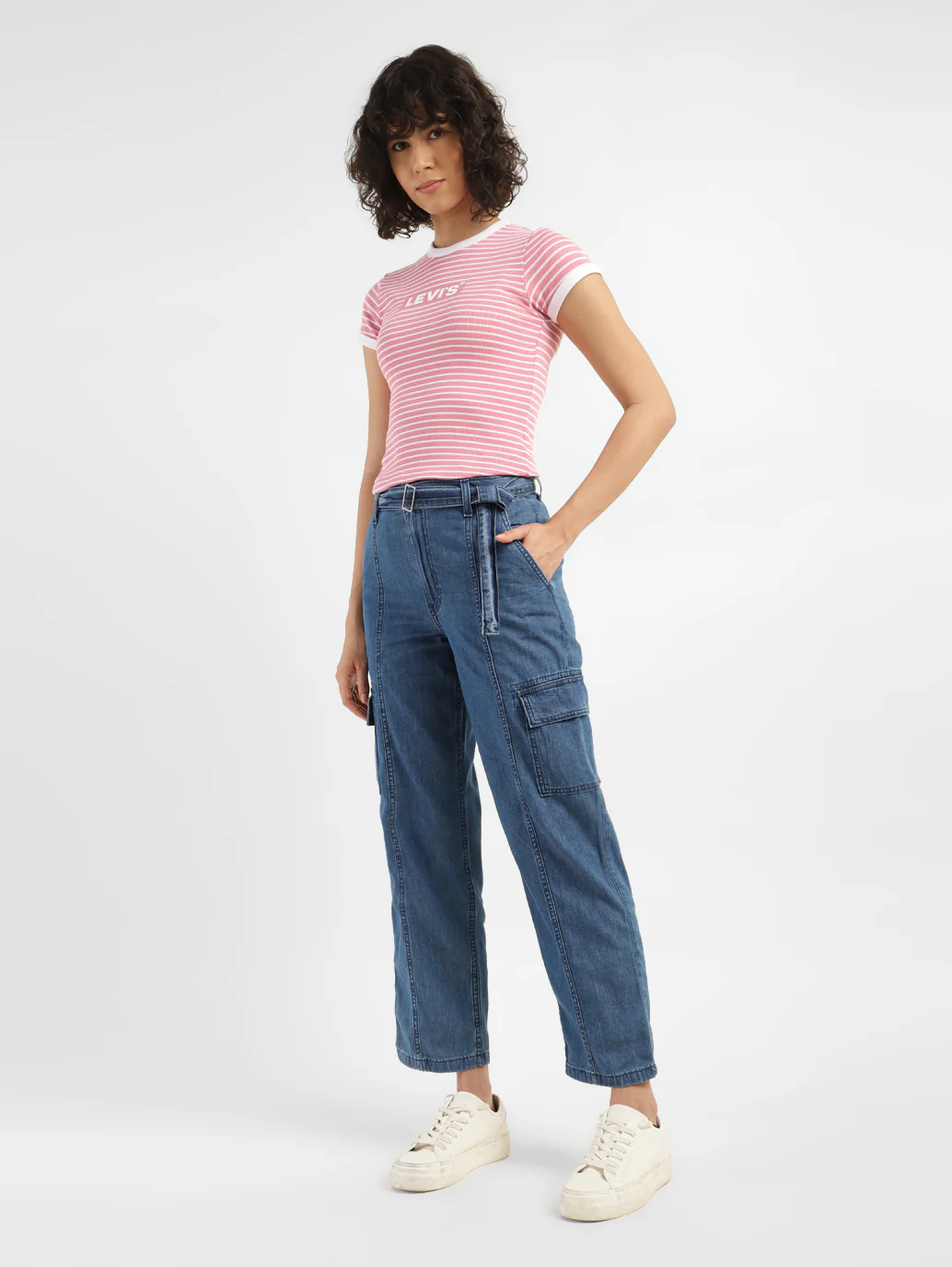 Women's 94 Blue Baggy Fit Mid Rise Jeans