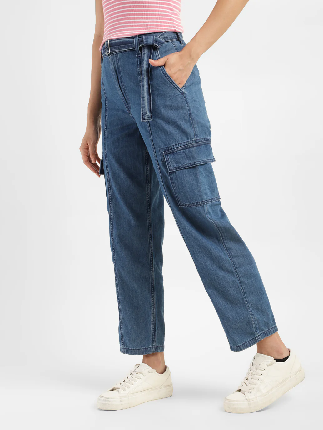 Women's 94 Blue Baggy Fit Mid Rise Jeans - Image 3