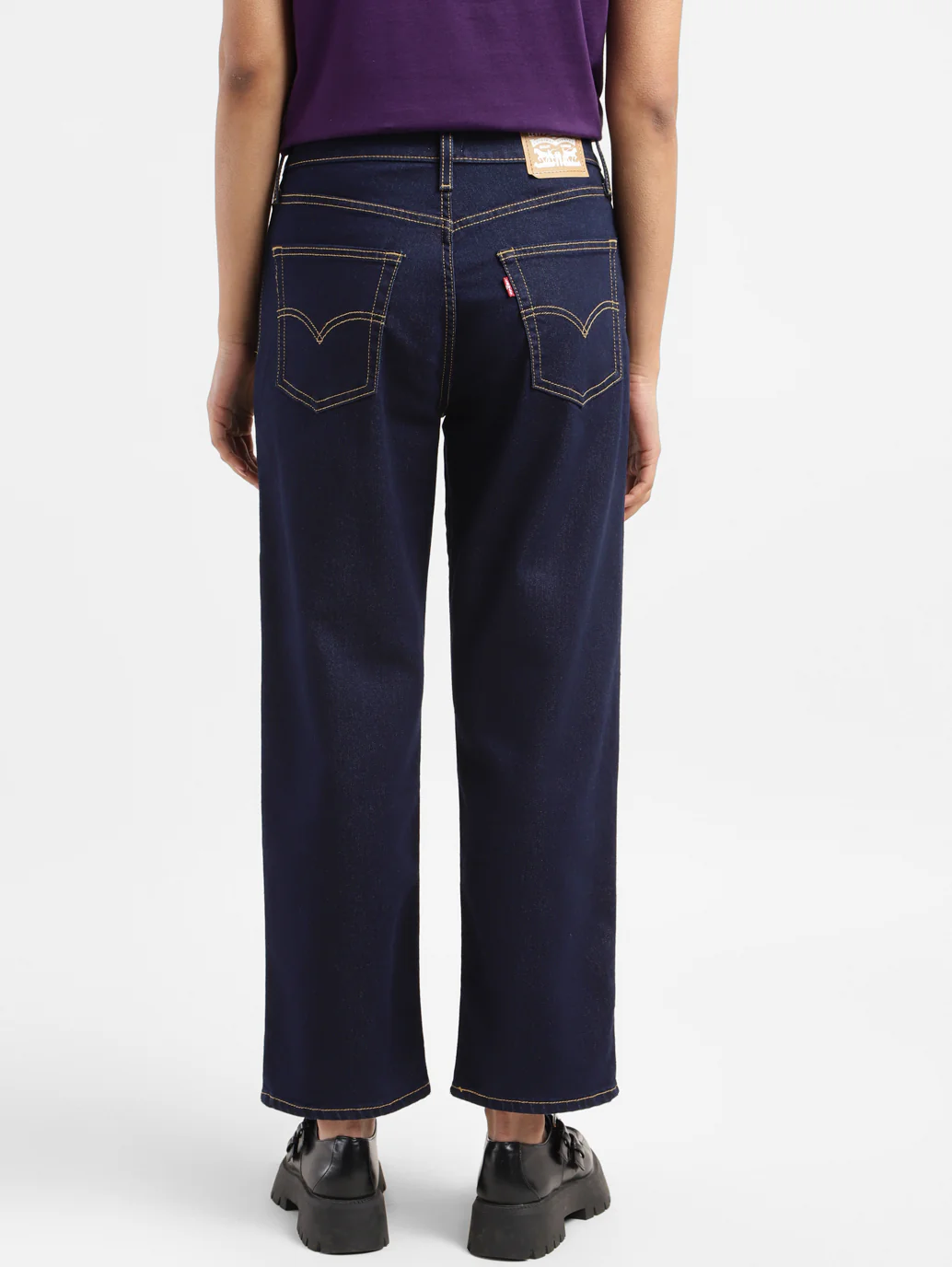 Women's 94 Navy Blue Baggy Fit Mid Rise Jeans - Image 3