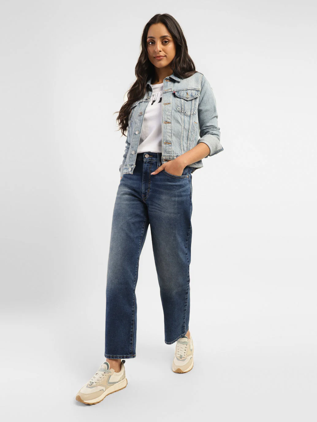 Women's 94 Blue Baggy Fit Mid Rise Jeans