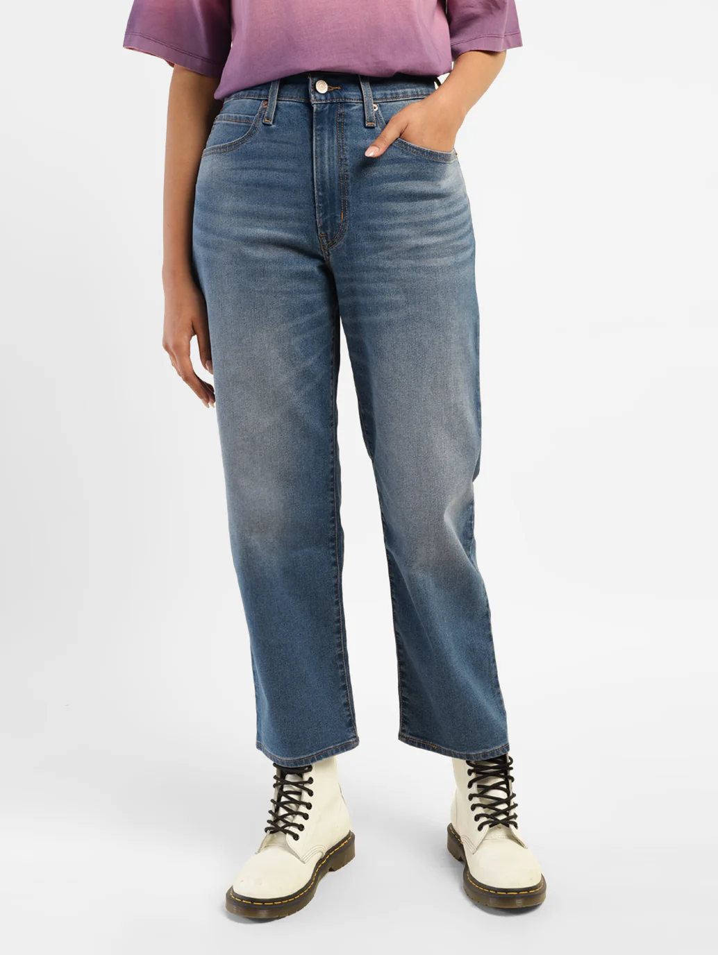Women's 94 Blue Baggy Fit Mid Rise Jeans - Image 2