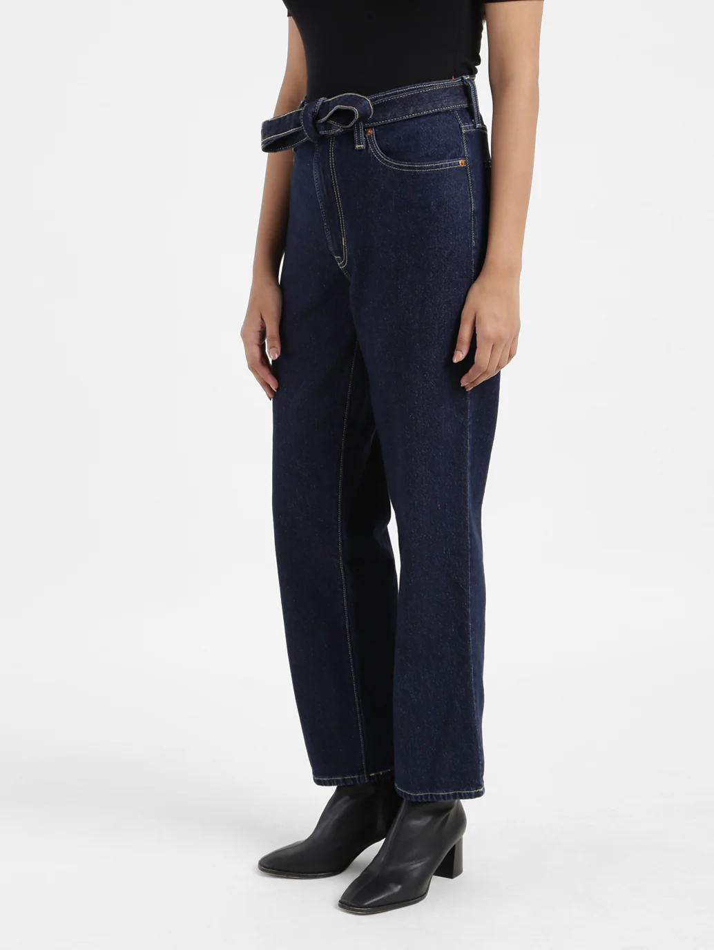 Women's 94 Navy Blue Baggy Fit Mid Rise Jeans - Image 5