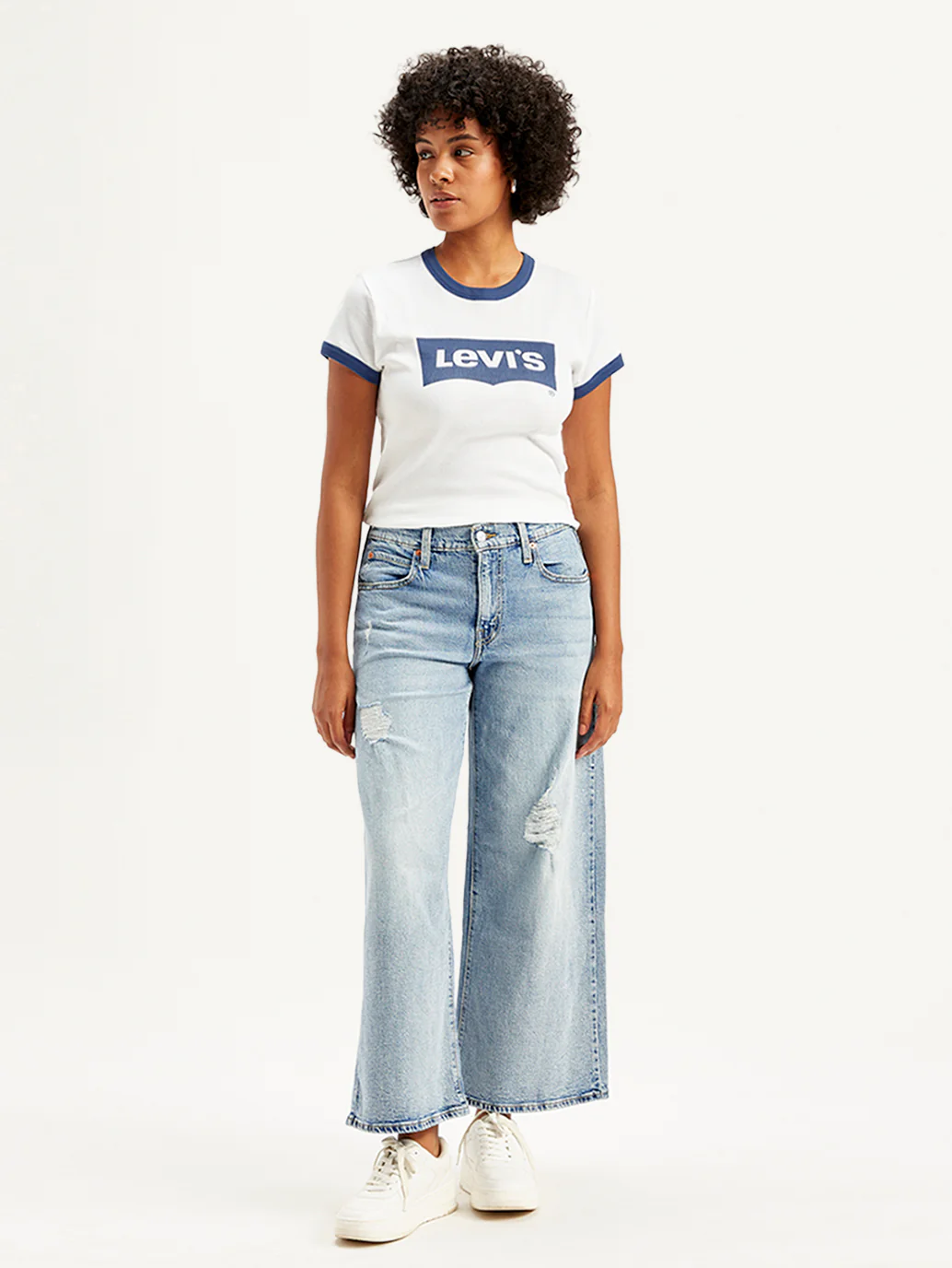 Women's 94 Blue Baggy Wide Leg Fit Mid Rise Jeans - Image 2