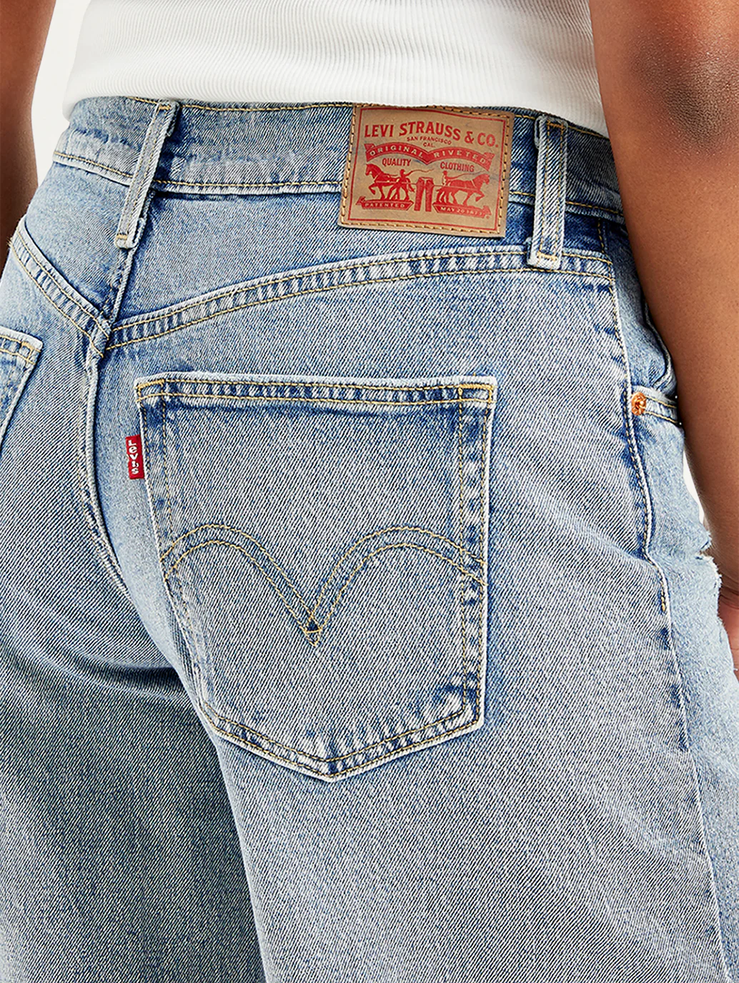 Women's 94 Blue Baggy Wide Leg Fit Mid Rise Jeans - Image 5