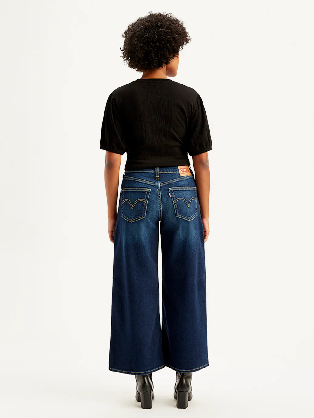 Women's 94 Indigo Baggy Wide Leg Fit Mid Rise Jeans - Image 3