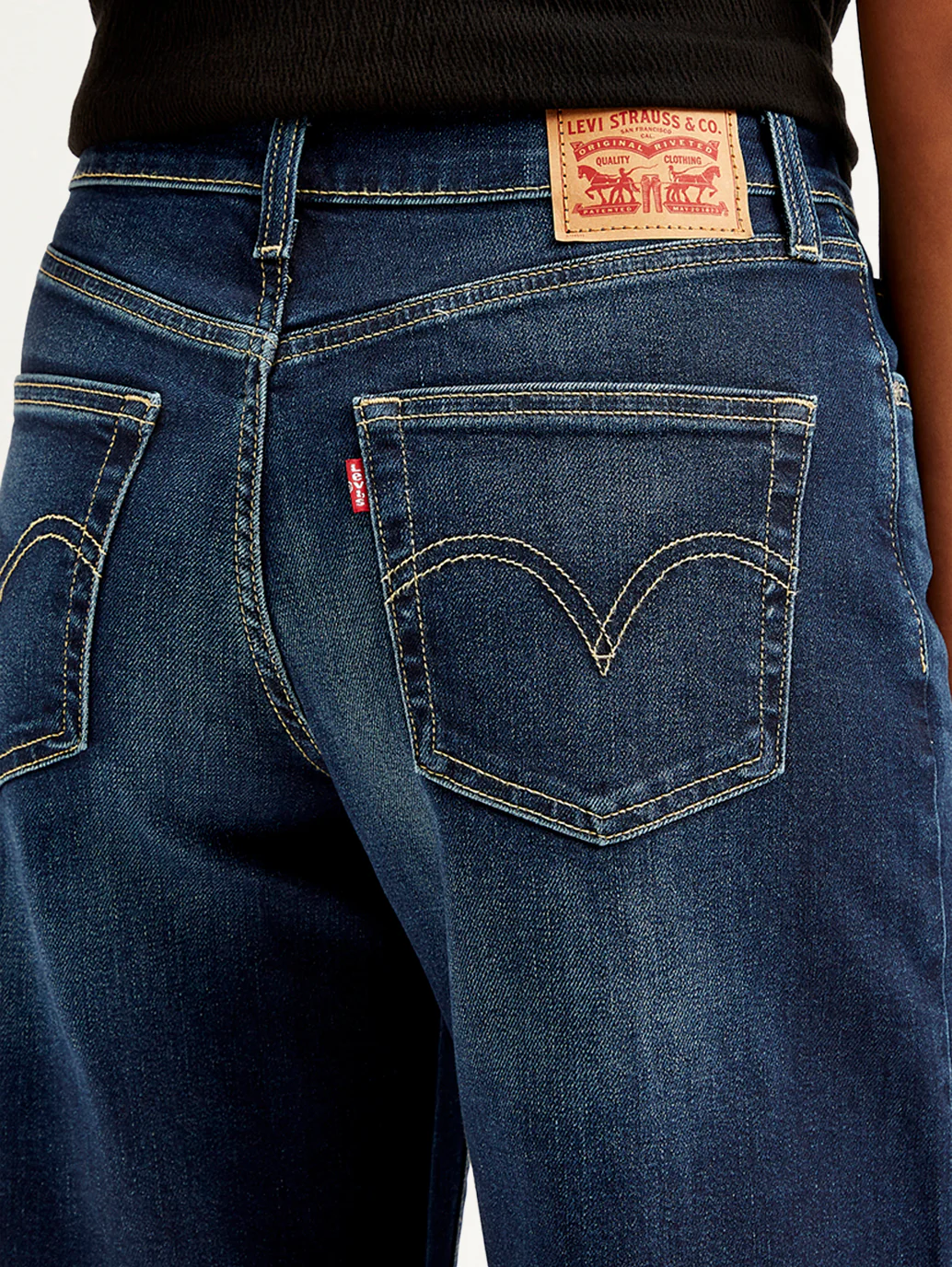Women's 94 Indigo Baggy Wide Leg Fit Mid Rise Jeans - Image 5