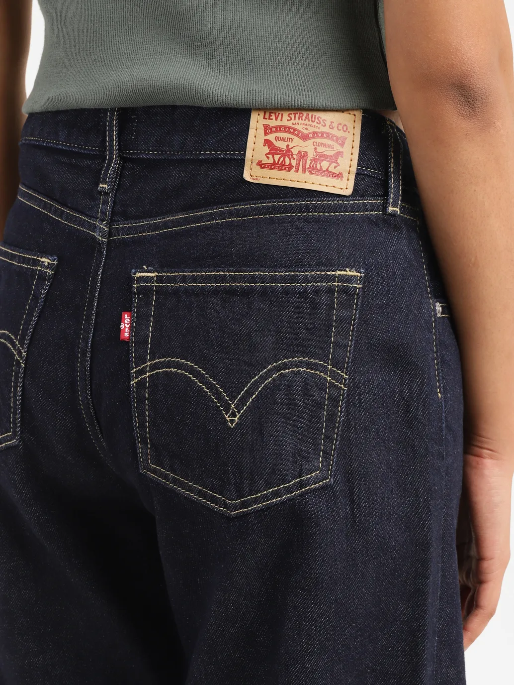 Women's 94 Navy Blue Baggy Wide Leg Fit Mid Rise Jeans - Image 6