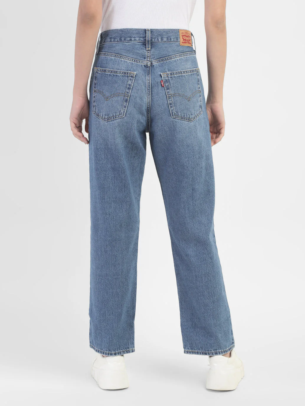 Women's Blue Baggy Fit Mid Rise Jeans - Image 3