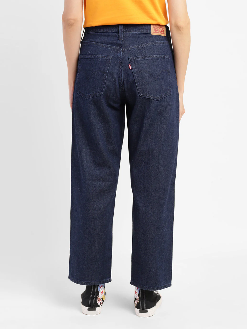 Women's Navy Blue Baggy Fit Mid Rise Jeans - Image 3