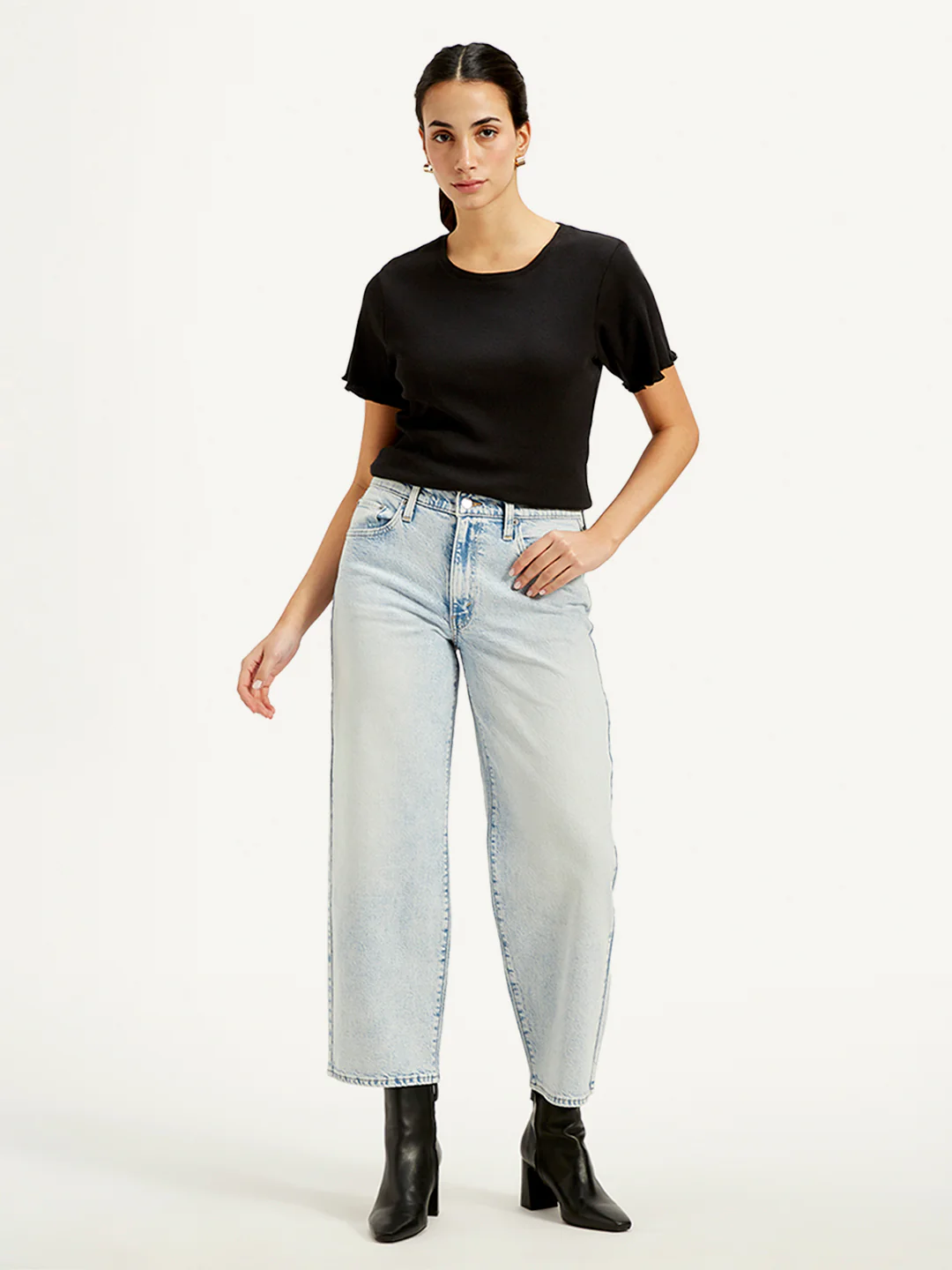 Women's Light Blue Baggy Dad Fit Mid Rise Jeans - Image 2