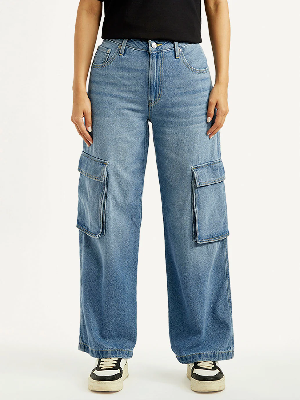 Women's 94 Blue Baggy Fit Mid Rise Jeans - Image 3