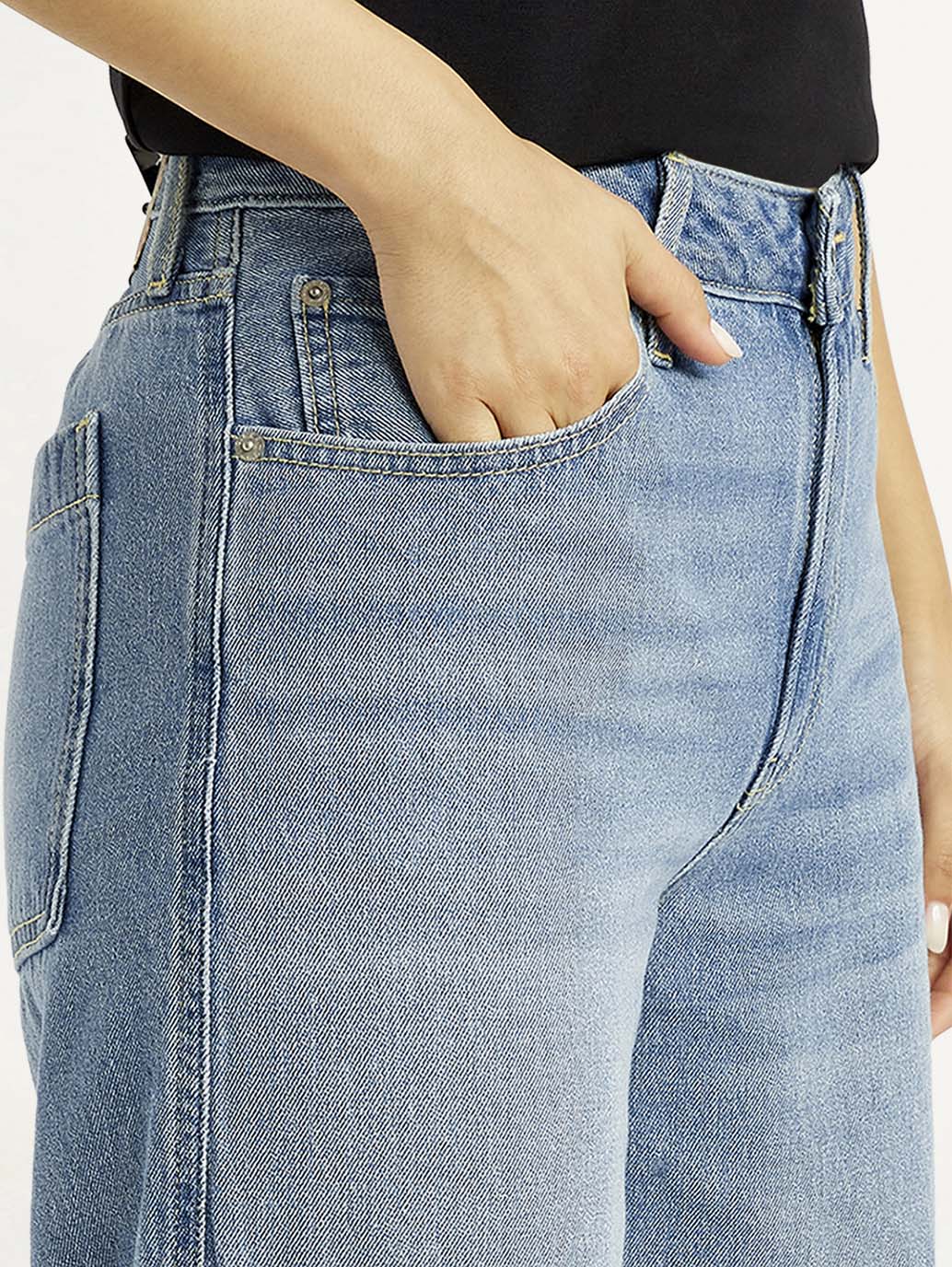 Women's 94 Blue Baggy Fit Mid Rise Jeans - Image 7