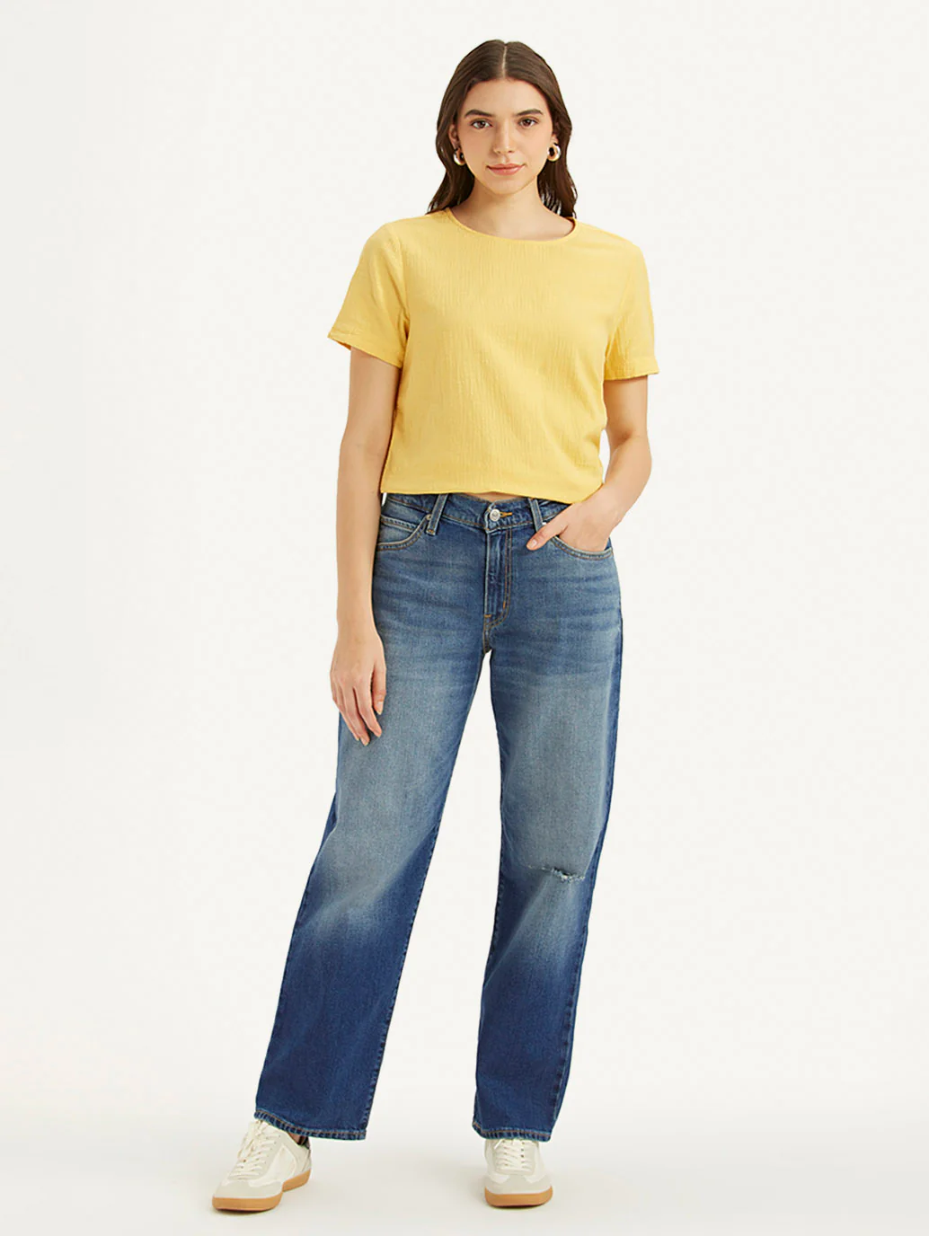 Women's 94 Blue Baggy Fit Mid Rise Jeans - Image 2