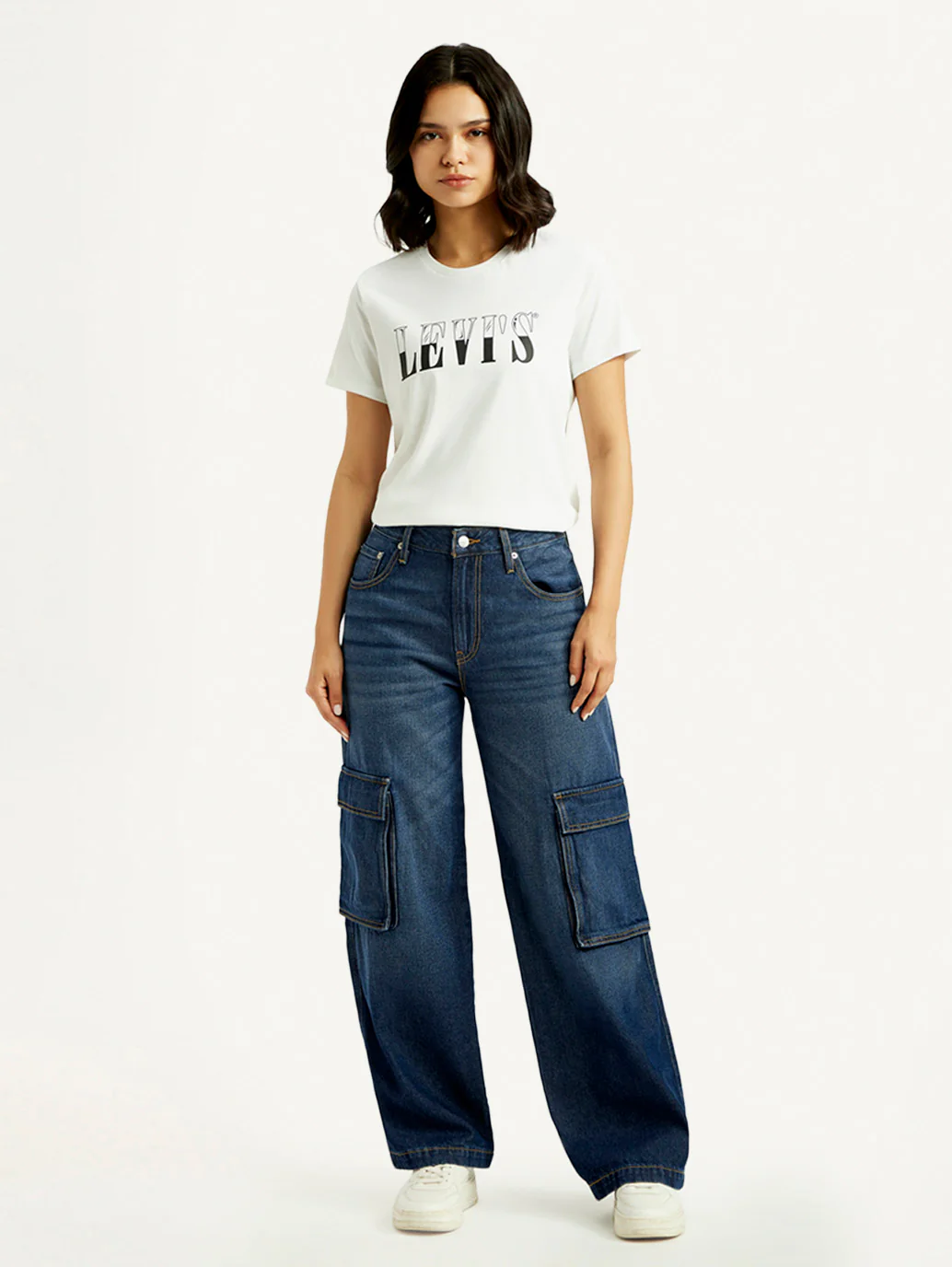 Women's 94 Dark Blue Baggy Fit Mid Rise Jeans - Image 2