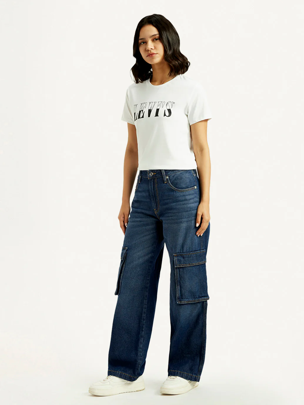 Women's 94 Dark Blue Baggy Fit Mid Rise Jeans - Image 7