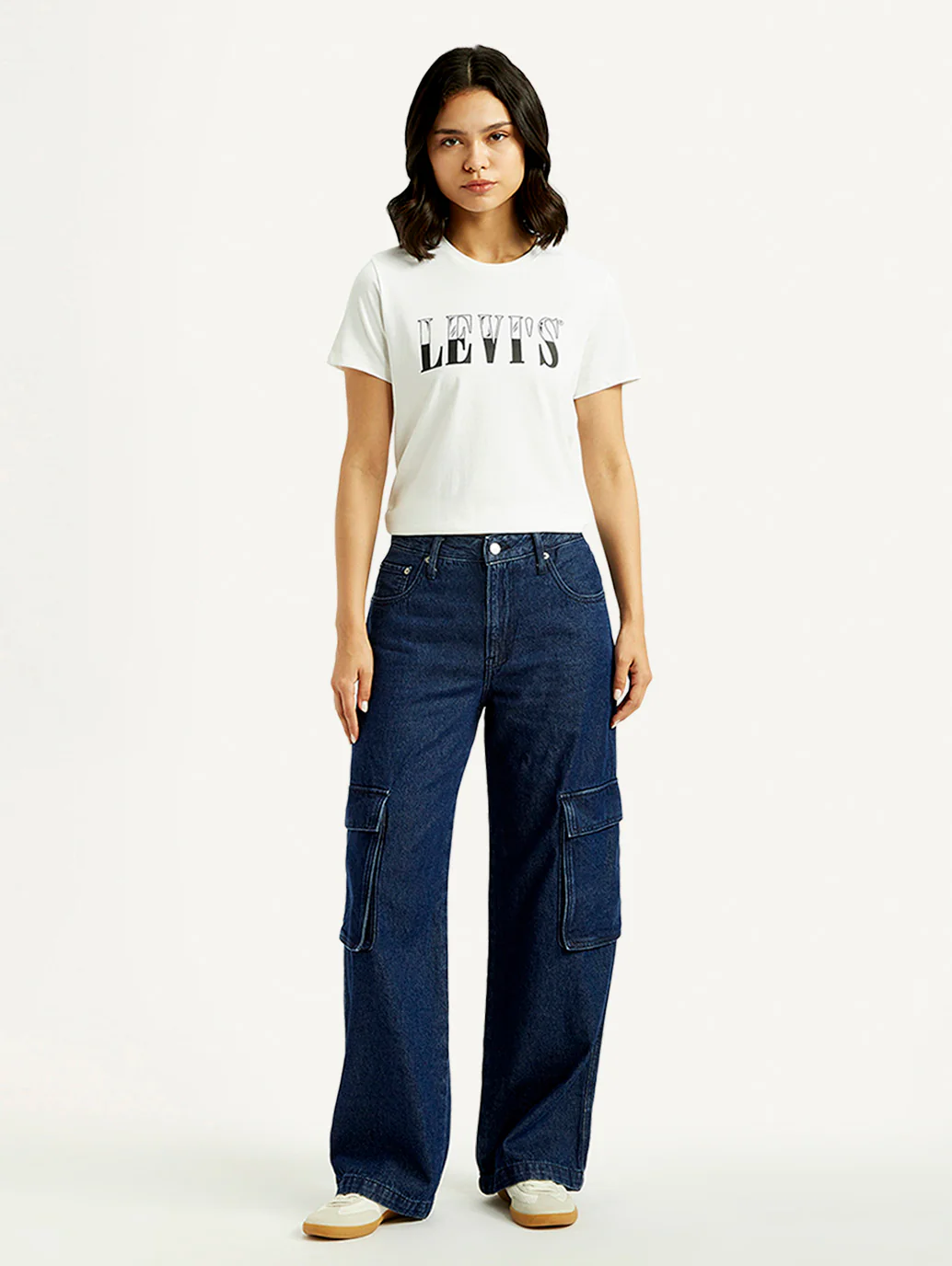Women's 94 Dark Blue Baggy Fit Mid Rise Jeans - Image 2