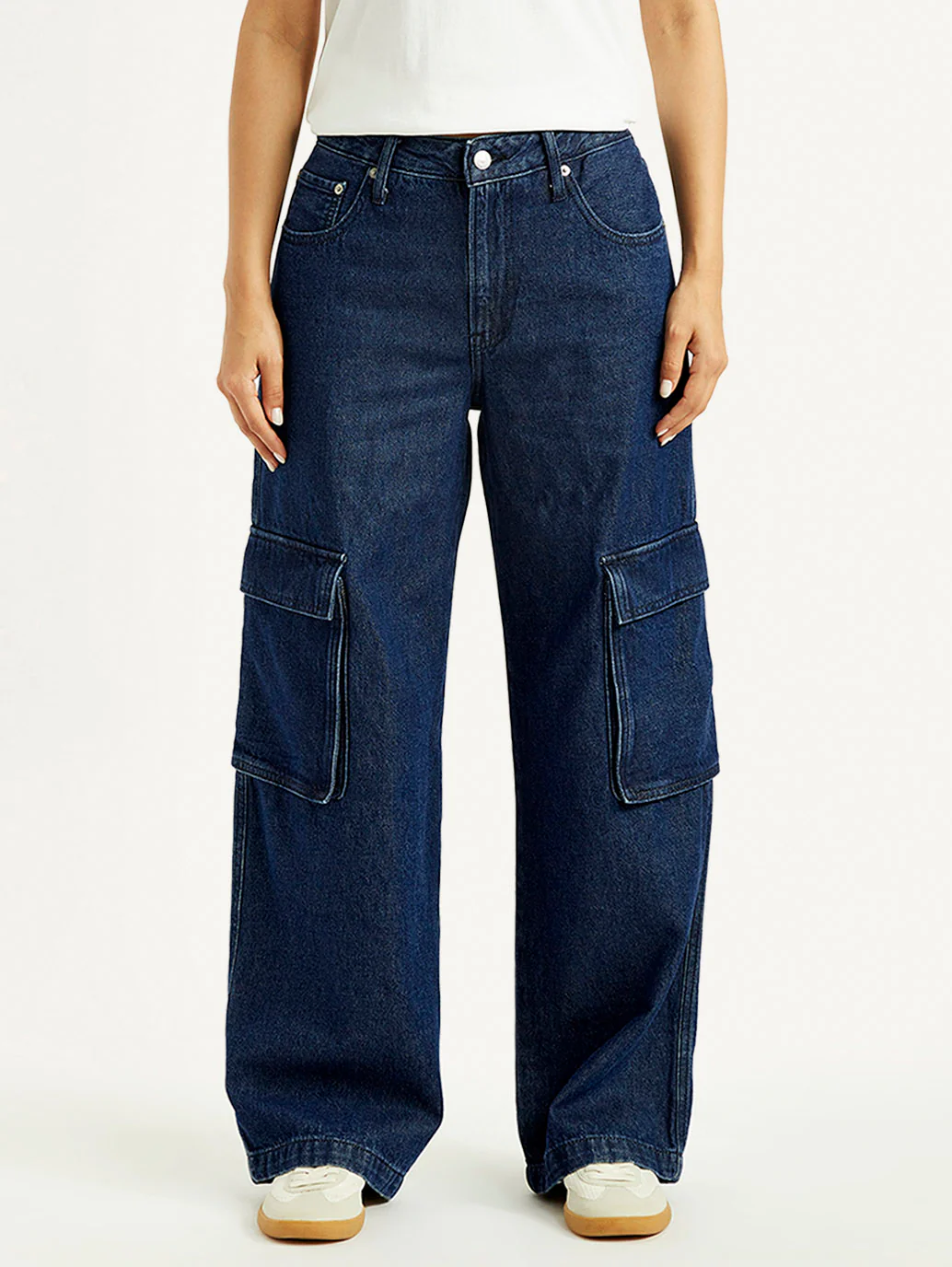 Women's 94 Dark Blue Baggy Fit Mid Rise Jeans - Image 3