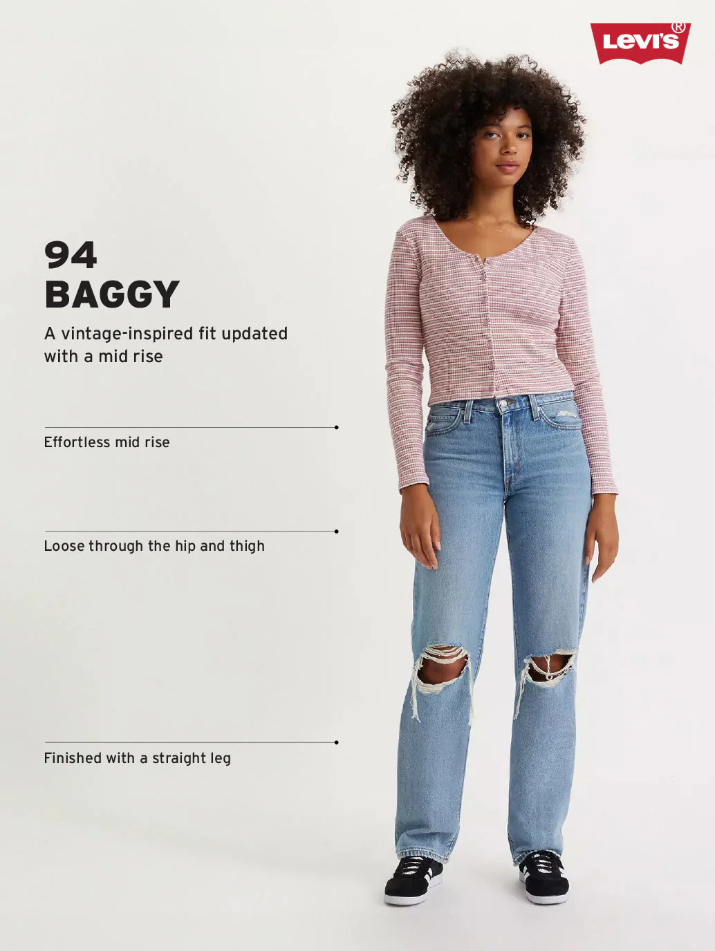 Women's 94 Dark Blue Baggy Fit Mid Rise Jeans - Image 4